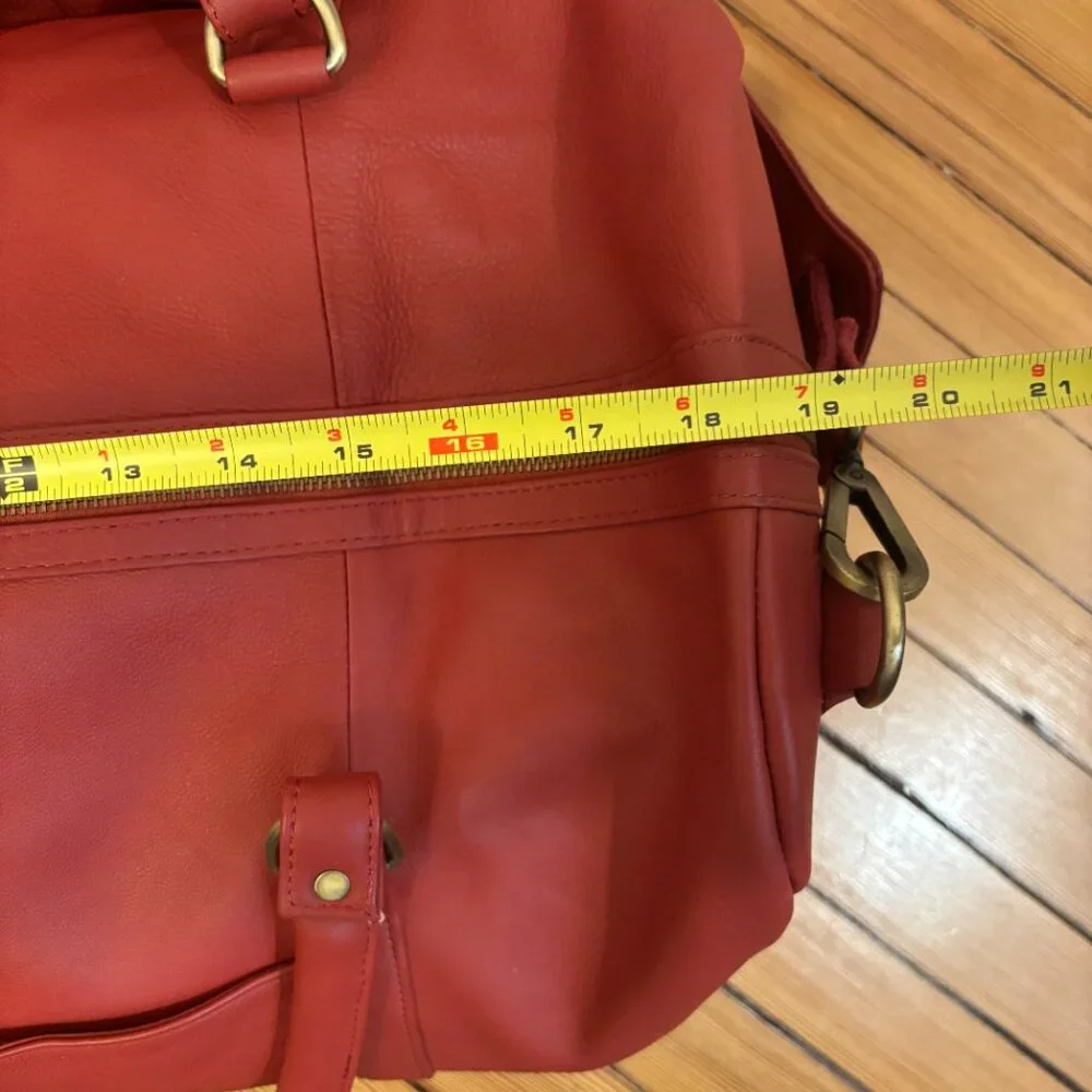 Leather Traveler Bags Hand Dyed Dark Red Carry On Travel Medium & Small size - Picture 6 of 15